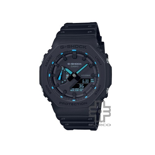 Casio G-Shock Neon Accent Series GA-2100-1A2 Black Resin Band Men Sports Watch