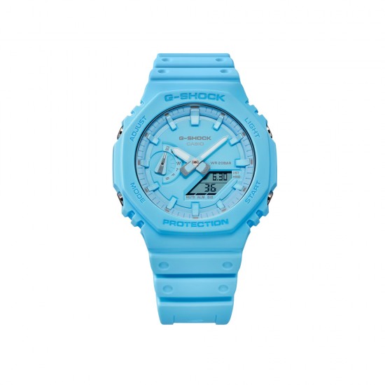 Casio G-Shock Tone-On-Tone Series GA-2100-2A2 Turquoise Blue Bio-Based Resin Band Men Sport Watch