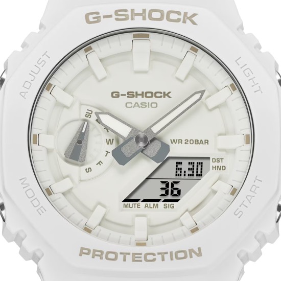 Casio G-Shock Tone-On-Tone Series GA-2100-7A7 White Bio-Based Resin Band Men Sport Watch