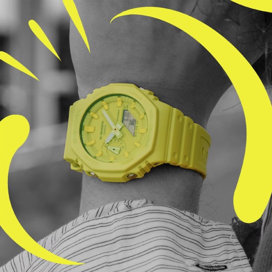 Casio G-Shock Tone-On-Tone Series GA-2100-9A9 Yellow Bio-Based Resin Band Men Sport Watch Casio G-Shock Tone-On-Tone Series GA-2100-9A9 Yellow Bio-Based Resin Band Men Sport Watch