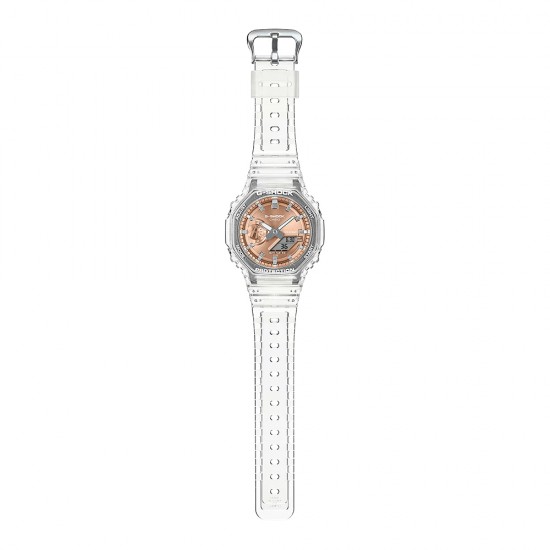 Casio G-Shock Bright Metallic Dial Series GA-2100BM-7A5 White Transparent Resin Band Men Sports Watch Casio G-Shock Bright Metallic Dial Series GA-2100BM-7A5 White Transparent Resin Band Men Sports Watch