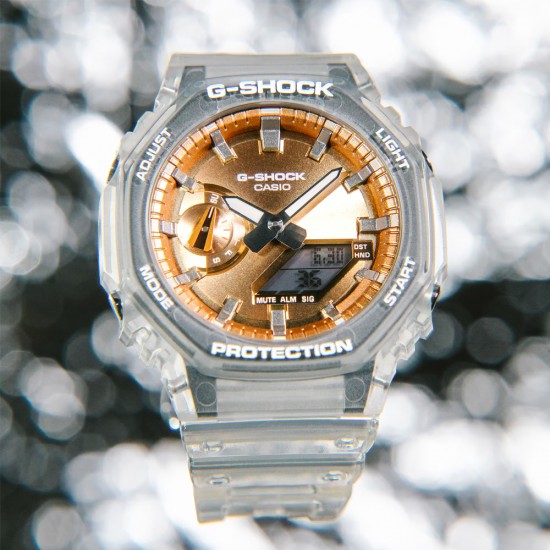 Casio G-Shock Bright Metallic Dial Series GA-2100BM-7A5 White Transparent Resin Band Men Sports Watch Casio G-Shock Bright Metallic Dial Series GA-2100BM-7A5 White Transparent Resin Band Men Sports Watch