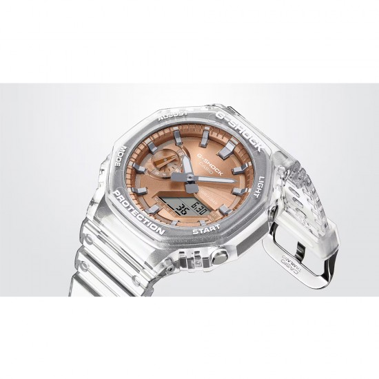 Casio G-Shock Bright Metallic Dial Series GA-2100BM-7A5 White Transparent Resin Band Men Sports Watch Casio G-Shock Bright Metallic Dial Series GA-2100BM-7A5 White Transparent Resin Band Men Sports Watch
