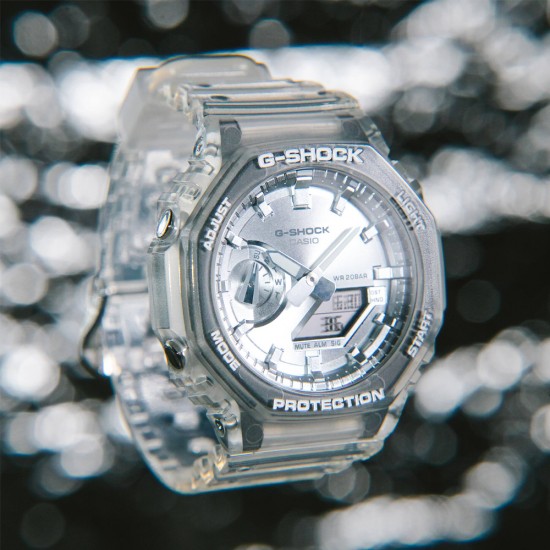 Casio G-Shock Bright Metallic Dial Series GA-2100BM-7A8 White Transparent Resin Band Men Sports Watch Casio G-Shock Bright Metallic Dial Series GA-2100BM-7A8 White Transparent Resin Band Men Sports Watch