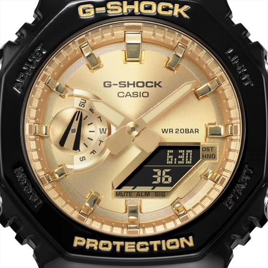 Casio G-Shock Gold And Silver Color GA-2100GB-1A Black Resin Band Men Sports Watch