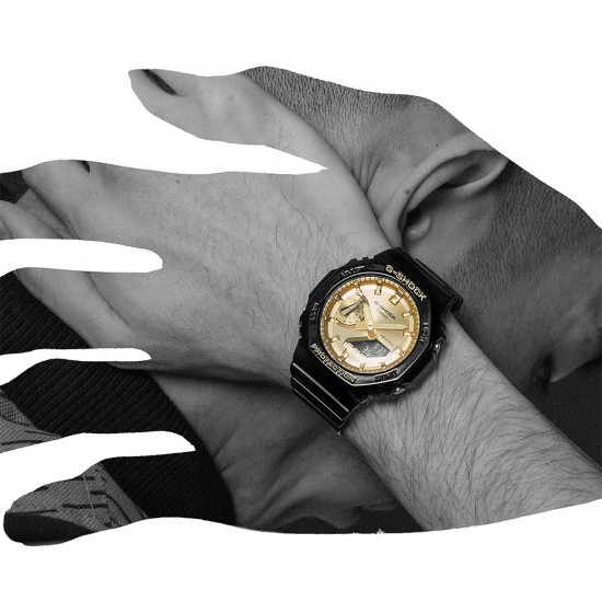 Casio G-Shock Gold And Silver Color GA-2100GB-1A Black Resin Band Men Sports Watch