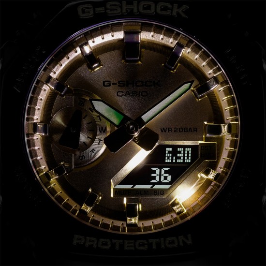 Casio G-Shock Gold And Silver Color GA-2100GB-1A Black Resin Band Men Sports Watch