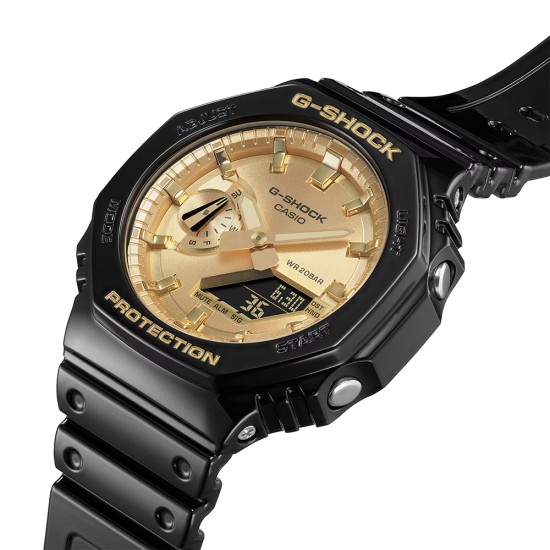 Casio G-Shock Gold And Silver Color GA-2100GB-1A Black Resin Band Men Sports Watch
