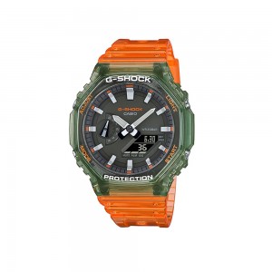 Casio G-Shock GA-2100HC-4A Orange Semi-trans Resin Band Men Sports Watch