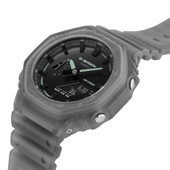 Casio G-Shock GA-2100K-1A Translucent Matte Black Resin Band Men Sport Watch