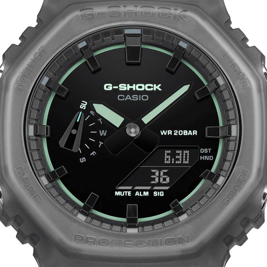 Casio G-Shock GA-2100K-1A Translucent Matte Black Resin Band Men Sport Watch