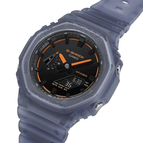 Casio G-Shock GA-2100K-2A Translucent Matte Blue Resin Band Men Sport Watch