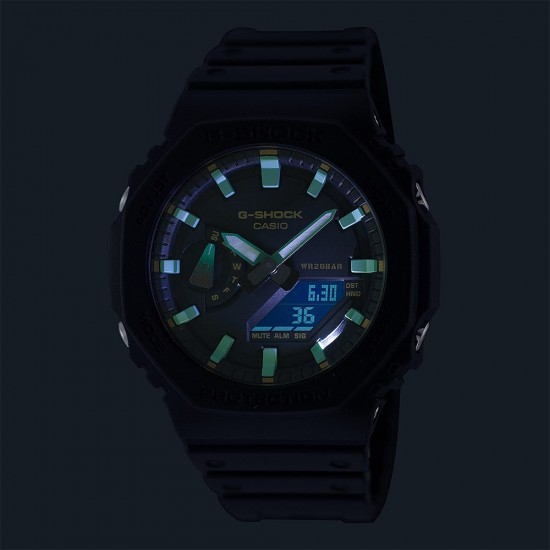 Casio G-Shock Teal and Brown Series GA-2100RC-1A Black Resin Band Men Sport Watch