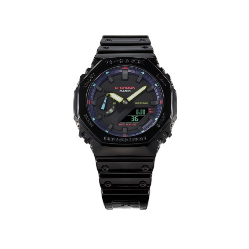 Casio G-Shock Virtual Rainbow Series GA-2100RGB-1A Black Resin Band Men Sport Watch