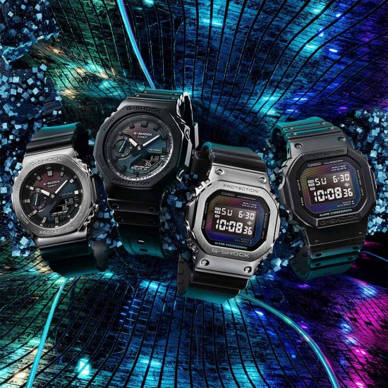 Casio G-Shock Rainbow Brick Wall Series GA-2100RW-1A Black Bio-Based Resin Band Men Sport Watch