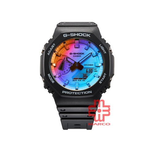 Casio G-Shock Iridescent Series GA-2100SR-1A Black Resin Band Men Sports Watch