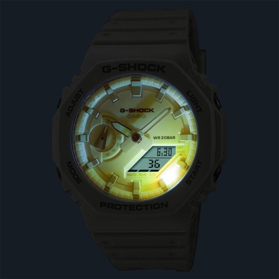 Casio G-Shock Beach Time Lapse Series GA-2100TL-7A White Bio-Based Resin Band Men Sports Watch