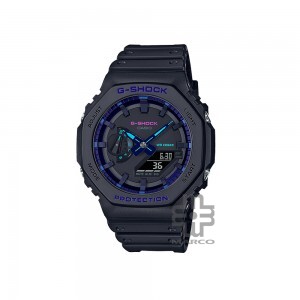 Casio G-Shock Virtual Blue Series GA-2100VB-1A Black Resin Band Men Watch