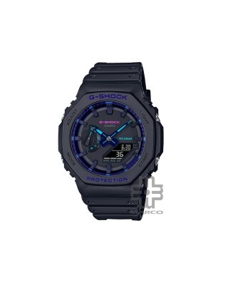 Casio G-Shock Virtual Blue Series GA-2100VB-1A Black Resin Band Men Watch