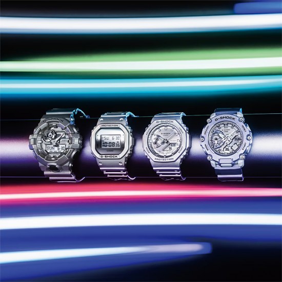 Casio G-Shock Forgotten Future Series GA-2200FF-8A Metallic Silver Resin Band Men Sport Watch