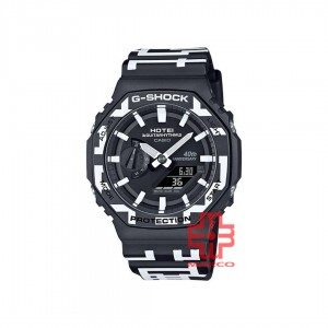 Casio G-Shock GA-2100HT-1A Black and White Resin Band Men Sports Watch