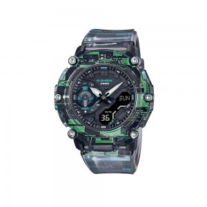 Casio G-Shock Digital Glitch Series GA-2200NN-1A Translucent Green-Blue Resin Band Men Sports Watch