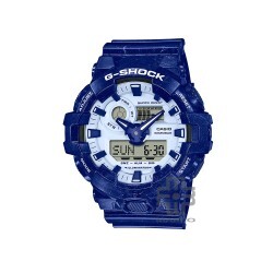 Casio G-Shock Porcelain Series GA-700BWP-2A Blue Resin Band Men Sports Watch