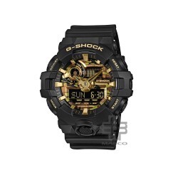Casio G-Shock Bold Camo Series, Camo and Gold GA-700CF-1A Black Resin Band Men Sport Watch