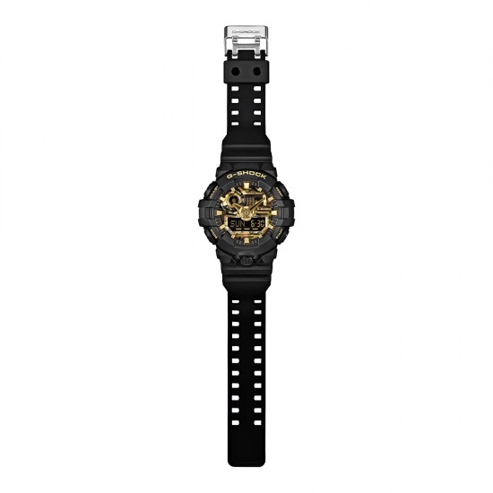 Casio G-Shock Bold Camo Series, Camo and Gold GA-700CF-1A Black Resin Band Men Sport Watch