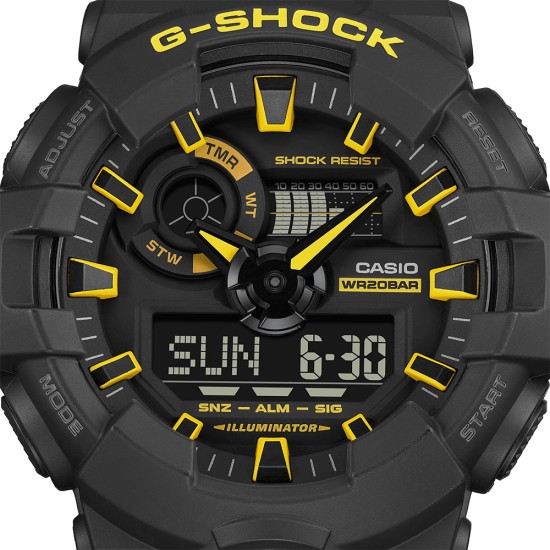 Casio G-Shock Caution Yellow Series GA-700CY-1A Black Resin Band Men Sports Watch