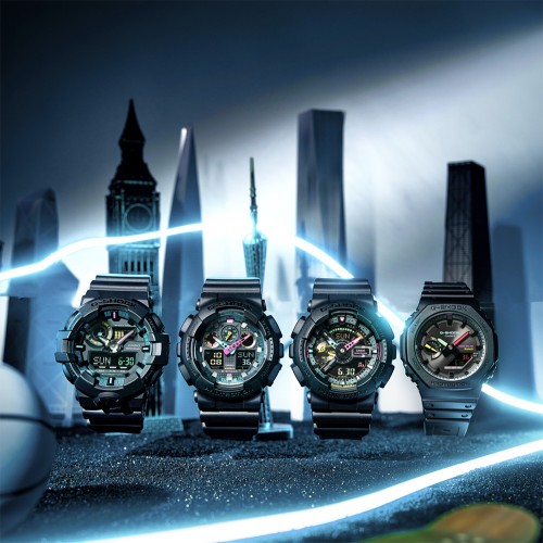 Casio G-Shock Multi-Fluorescent Accents Series GA-700MF-1A Black Bio-based Resin Band Men Sports Watch