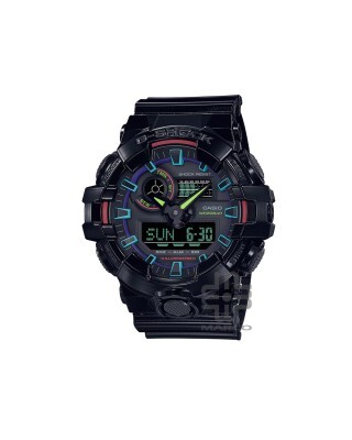 Casio G-Shock Virtual Rainbow Series GA-700RGB-1A Black Resin Band Men Sport Watch