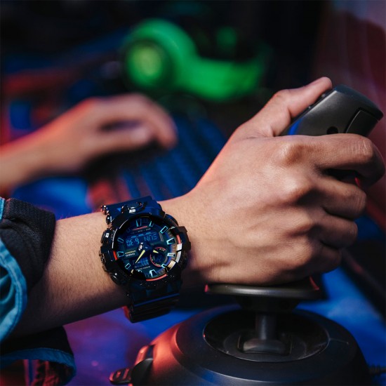 Casio G-Shock Virtual Rainbow Series GA-700RGB-1A Black Resin Band Men Sport Watch