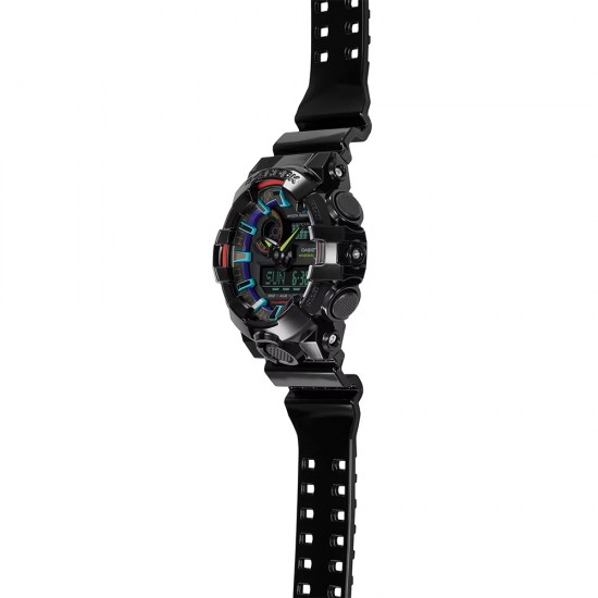 Casio G-Shock Virtual Rainbow Series GA-700RGB-1A Black Resin Band Men Sport Watch