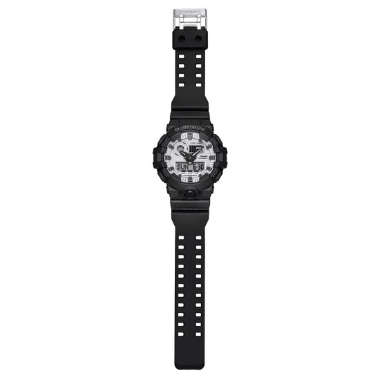 Casio G-Shock Black and Brilliant White Series GA-700WD-1A Black Resin Band Men Sports Watch