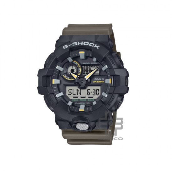 Casio G-Shock Two-Tone Utility Series GA-710TU-1A3 Olive Green Resin Band Men Sports Watch