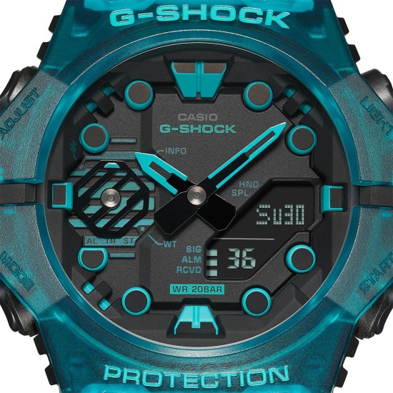 Casio G-Shock GA-B001G-2A Turquoise Blue Translucent Resin Band Men Sports Watch
