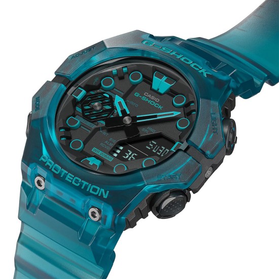 Casio G-Shock GA-B001G-2A Turquoise Blue Translucent Resin Band Men Sports Watch