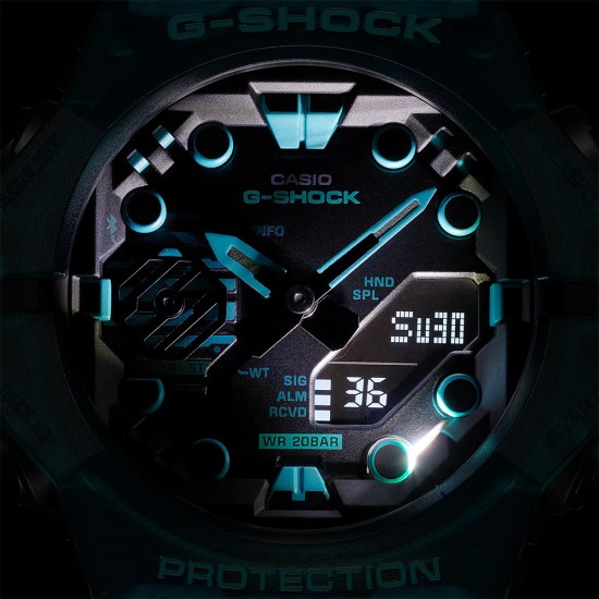 Casio G-Shock GA-B001G-2A Turquoise Blue Translucent Resin Band Men Sports Watch