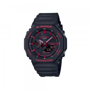 Casio G-Shock Ignite Red Series GA-B2100BNR-1A Black Resin Band Men Sports Watch