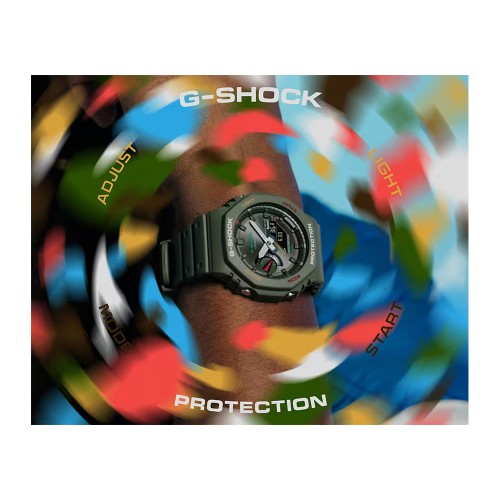 Casio G-Shock Multicolor Accents Series GA-B2100FC-3A Green Resin Band Men Sports Watch