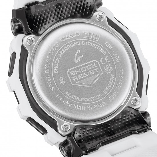 Casio G-Shock G-Squad GBD-200-7 White Resin Band Men Sports Watch