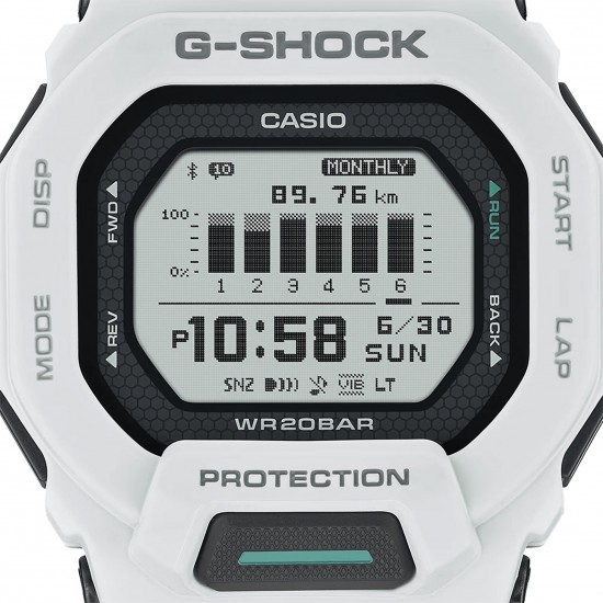 Casio G-Shock G-Squad GBD-200-7 White Resin Band Men Sports Watch