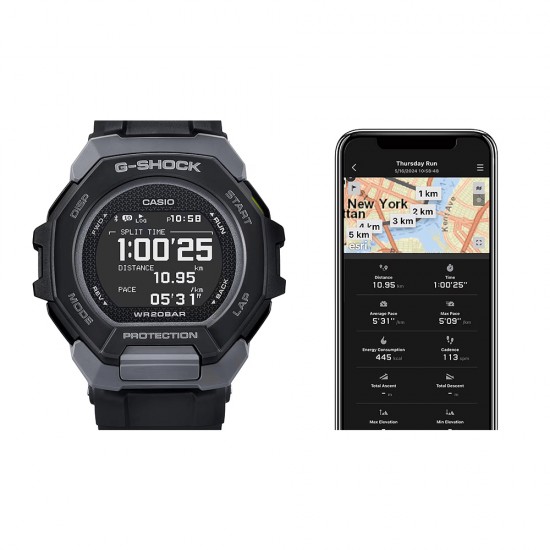 Casio G-Shock G-Squad GBD-300-1 Black Bio-Based Resin Band Men Sports Watch Casio G-Shock G-Squad GBD-300-1 Black Bio-Based Resin Band Men Sports Watch