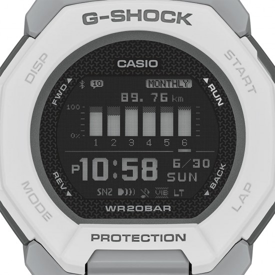 Casio G-Shock G-Squad GBD-300-7 White Bio-Based Resin Band Men Sports Watch