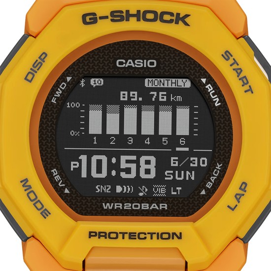 Casio G-Shock G-Squad GBD-300-9 Yellow Bio-Based Resin Band Men Sports Watch
