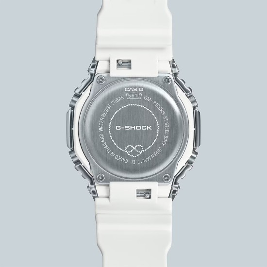 Casio G-Shock Seasonal Collection 2023 Metal Covered GM-2100WS-7A White Resin Band Men Sports Watch Casio G-Shock Seasonal Collection 2023 Metal Covered GM-2100WS-7A White Resin Band Men Sports Watch
