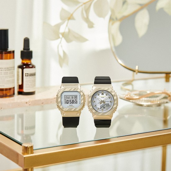 Casio G-Shock Women Metal Covered Bell Courbe Series GM-S2100BC-1A Black Resin Band Sports Watch