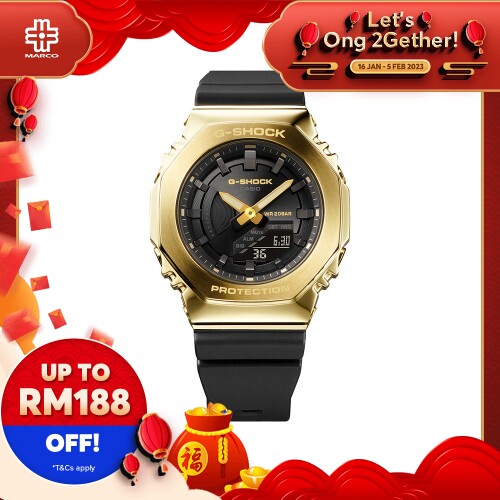 Casio G-Shock Women Black x Gold Series GM-S2100GB-1A Black Resin Band Sports Watch