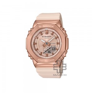 Casio G-Shock Women Pink Gold Metal Covered GM-S2100PG-4A Pink Resin Band Sports Watch